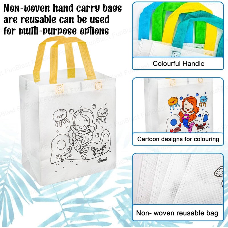 FunBlast Reusable Hand Carry Bag - DIY Canvas Colouring Bags, Kids Party Bags, Gift Bag, Kids Party Favor Bags, Candy Treat Goodie Bag, Birthday Gifting Bags for Return Gifts, Multicolor (Pack of 12) - Image 3