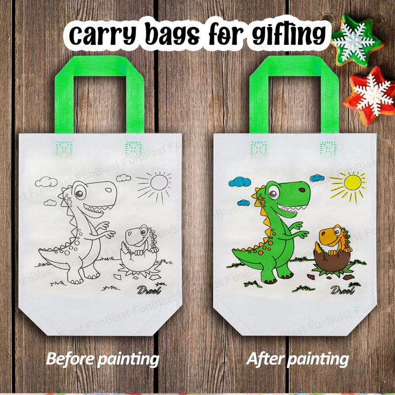 FunBlast Reusable Hand Carry Bag - DIY Canvas Colouring Bags, Kids Party Bags, Gift Bag, Kids Party Favor Bags, Candy Treat Goodie Bag, Birthday Gifting Bags for Return Gifts, Multicolor (Pack of 12) - Image 5