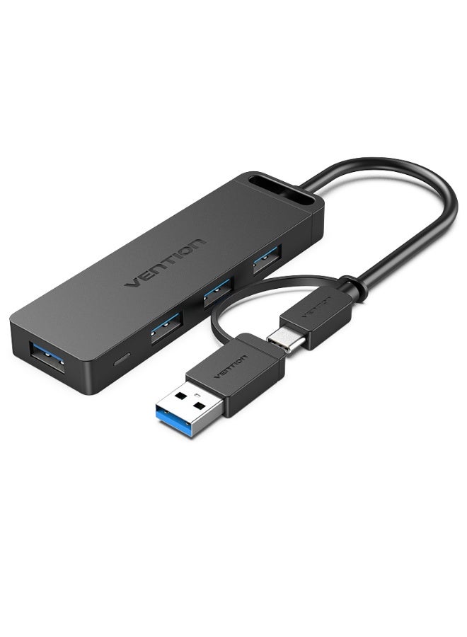VENTION 4-Port USB 3.0 Hub with Type C & USB 3.0 2-in-1 Interface and Power Supply 0.15M ABS Type Model # CHTBB - Image 1