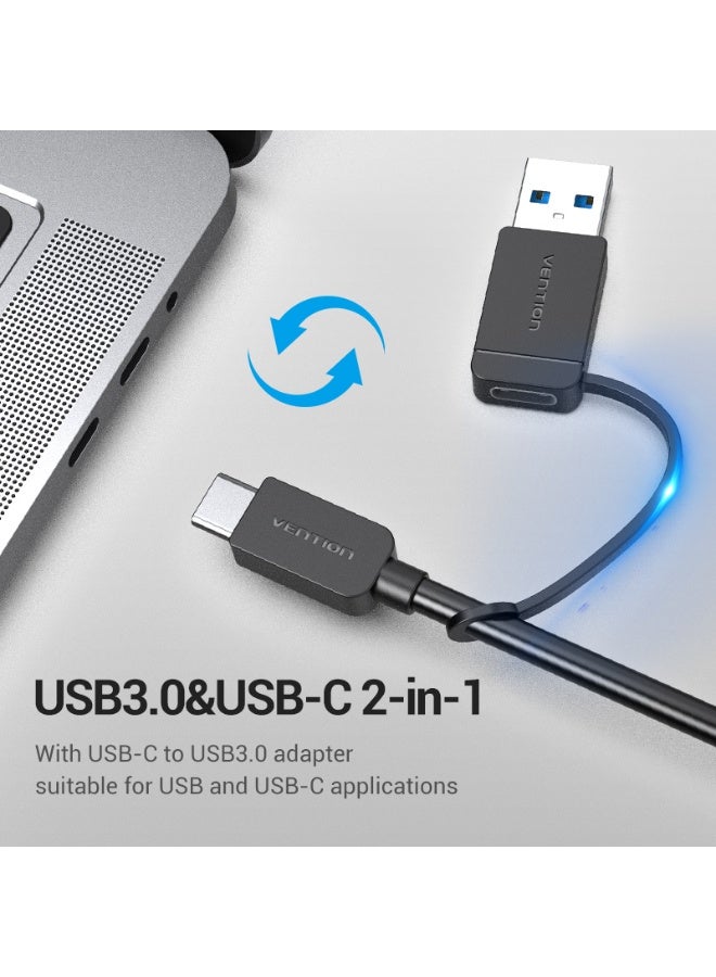 VENTION 4-Port USB 3.0 Hub with Type C & USB 3.0 2-in-1 Interface and Power Supply 0.15M ABS Type Model # CHTBB - Image 3