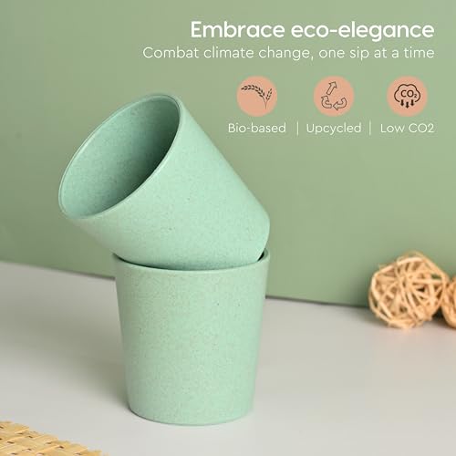 Eha Earth-Friendly Unbreakable Drinking Glass Set of 4 for Water and Juice | 180 ml Each | Tumblers for Kids Made with Rice Husk Biocomposite| Microwave Safe | for Hot & Cold | Multicolor - Image 3