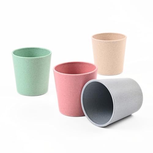 Eha Earth-Friendly Unbreakable Drinking Glass Set of 4 for Water and Juice | 180 ml Each | Tumblers for Kids Made with Rice Husk Biocomposite| Microwave Safe | for Hot & Cold | Multicolor - Image 1