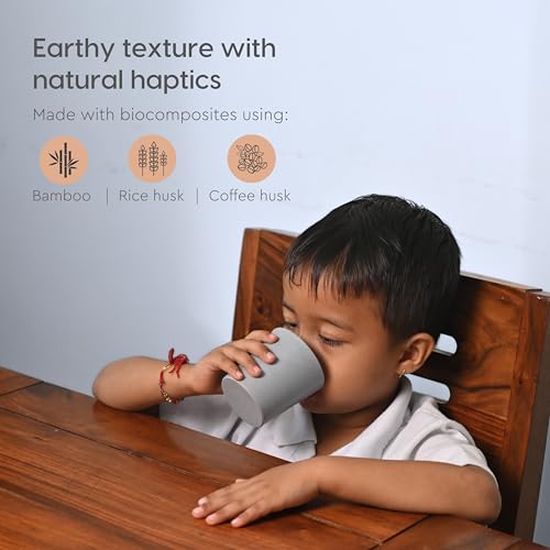 Eha Earth-Friendly Unbreakable Drinking Glass Set of 4 for Water and Juice | 180 ml Each | Tumblers for Kids Made with Rice Husk Biocomposite| Microwave Safe | for Hot & Cold | Multicolor - Image 5