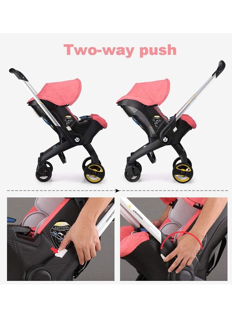 Baby Stroller with 2 Organizer Bag Lightweight Foldable Multi-Function 4-In-1 Two Way Pushable from Birth to 3 Years Old