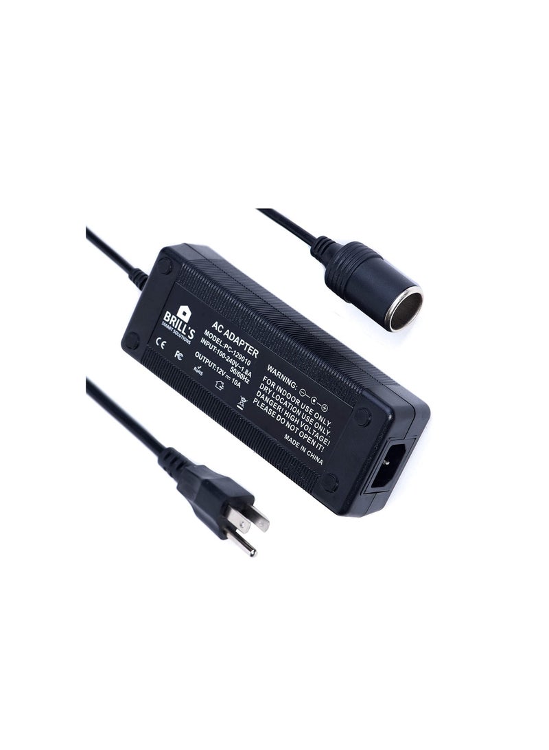 Smart Solutions محول 100-240 فولت تيار متردد إلى 12 فولت تيار مستمر محول طاقة 10 أمبير لمضخة هواء السيارة أو مكنسة كهربائية أو أي جهاز آخر 12 فولت للتحويل - Image 1
