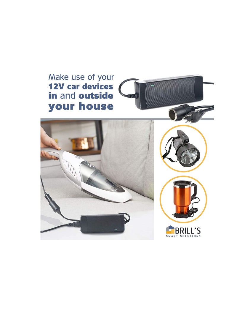 Smart Solutions محول 100-240 فولت تيار متردد إلى 12 فولت تيار مستمر محول طاقة 10 أمبير لمضخة هواء السيارة أو مكنسة كهربائية أو أي جهاز آخر 12 فولت للتحويل - Image 4