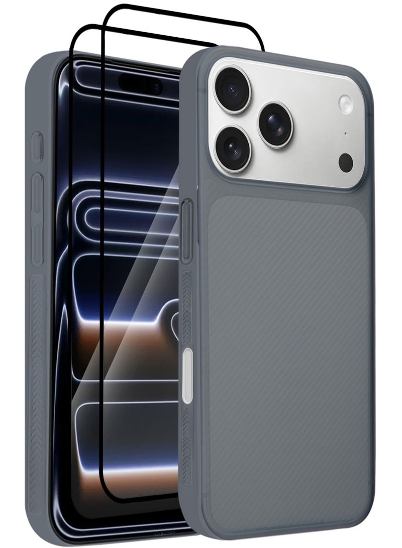 CATANES 3Packs Case Cover for iPhone 17 Pro, Air Skin Line Design Back Cover, Sturdy Durable Ultra-Thin Case, Drop Protection Cover Clear with Two 3D Screen Protectors - Midnight Blue