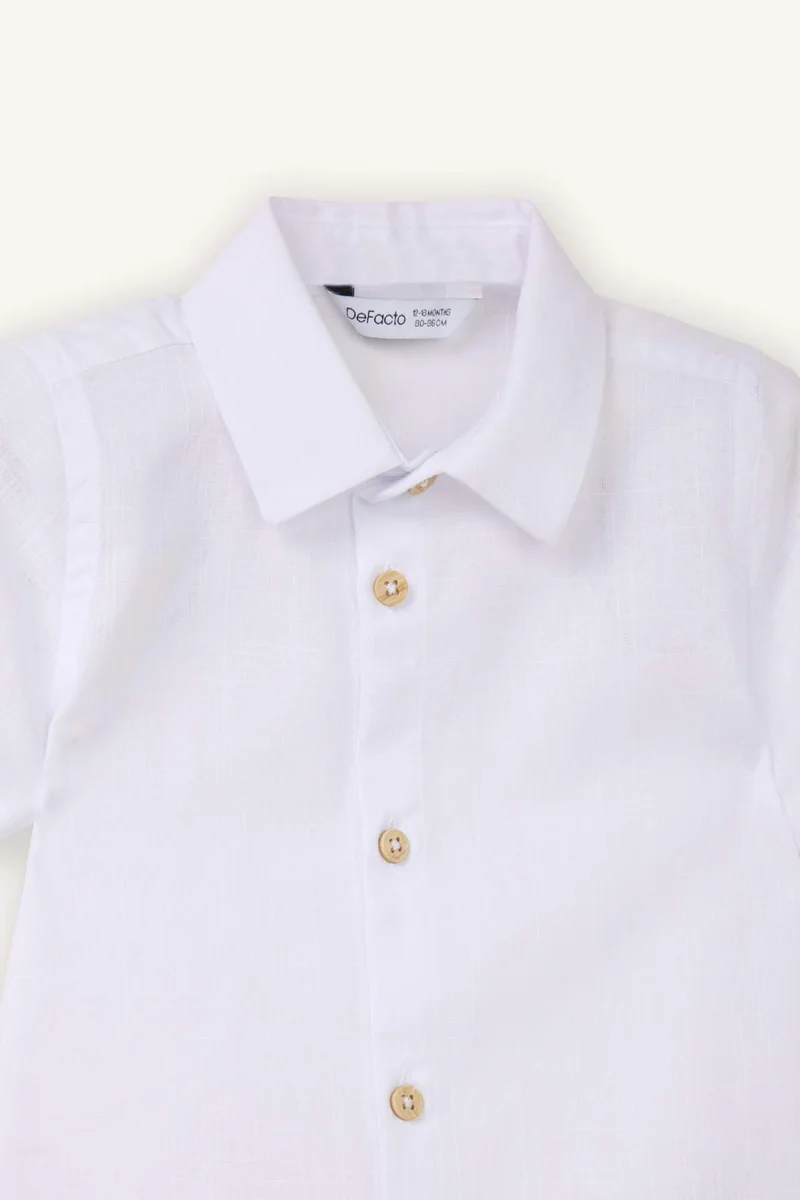 ديفاكتو Baby Boy Regular Fit Linen Look Short Sleeve Shirt