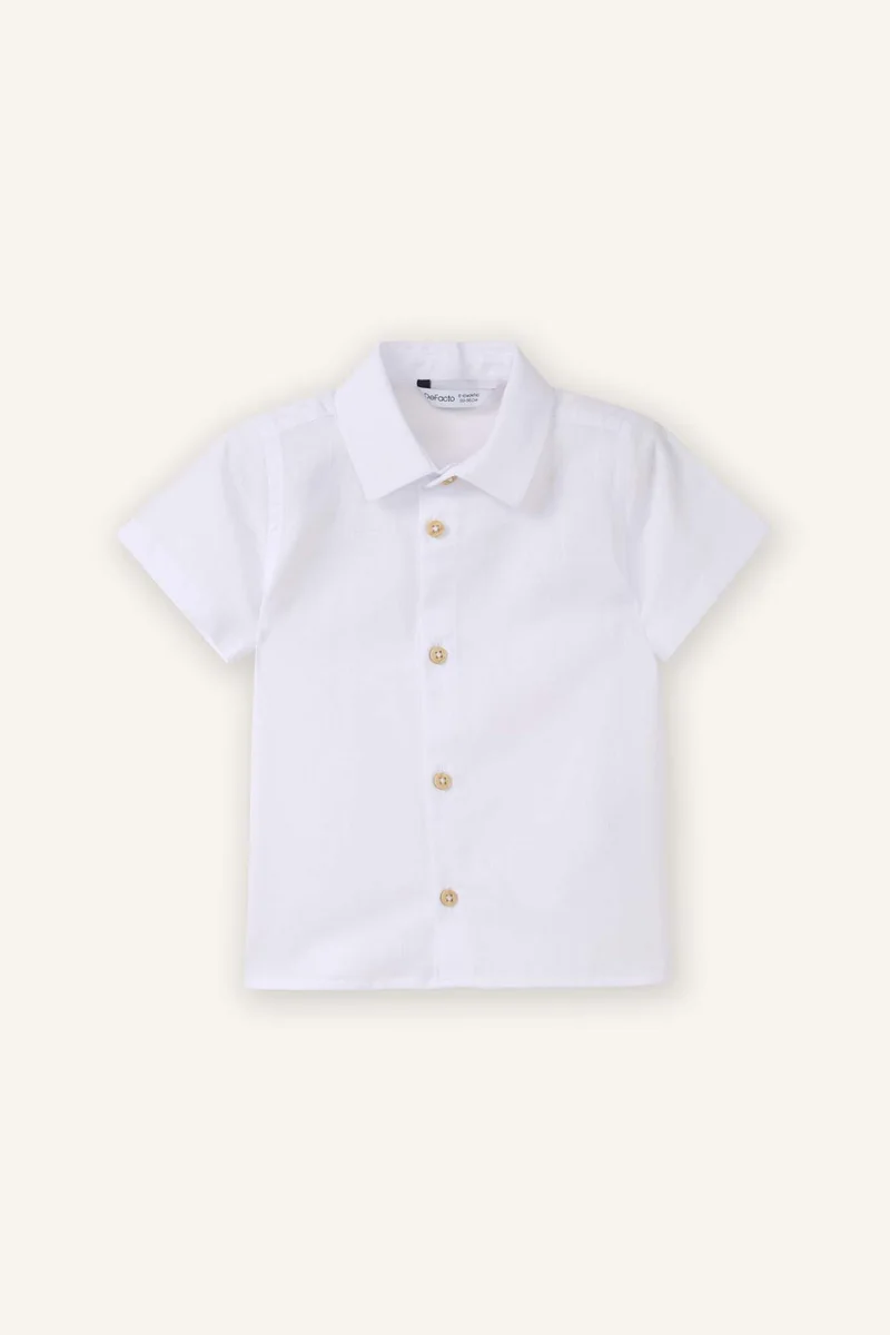 ديفاكتو Baby Boy Regular Fit Linen Look Short Sleeve Shirt