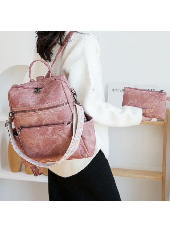 Nefelibata Nefelibata Women's Fashion Backpack Purse Day Packs Satchel Handbags leather tote bag Anti-theft Large Fashion Designer Travel Handbags Shoulder Bags With Purse Strap（Burgundy Red）  - Image 1