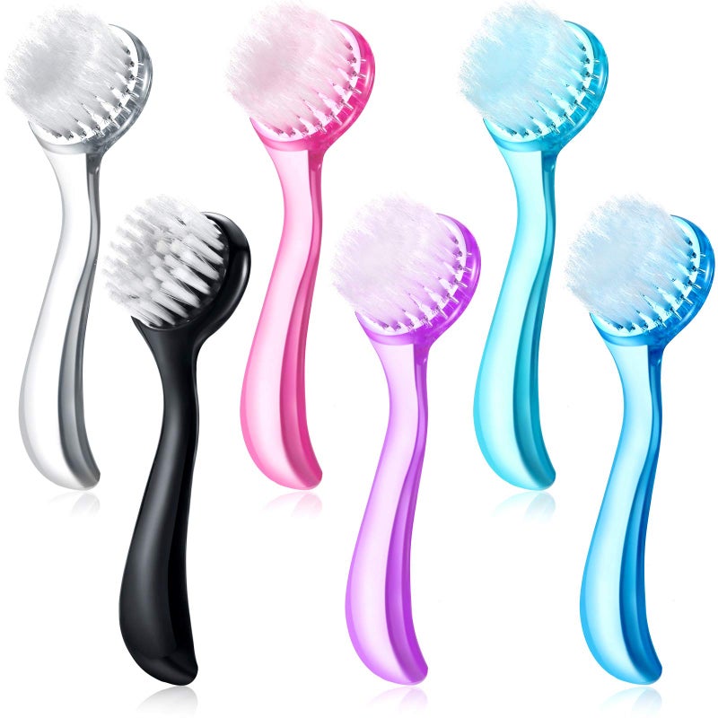 Patelai 6 Pieces Facial Cleansing Brush Soft Bristle Facial Scrub Exfoliating Brush with Acrylic Handle, Face Wash Scrub Exfoliator Brushes for Face Care Makeup Skincare Removal - Image 1