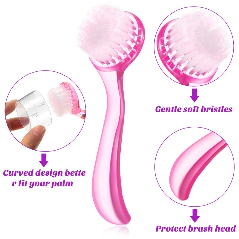 Patelai 6 Pieces Facial Cleansing Brush Soft Bristle Facial Scrub Exfoliating Brush with Acrylic Handle, Face Wash Scrub Exfoliator Brushes for Face Care Makeup Skincare Removal - Image 3
