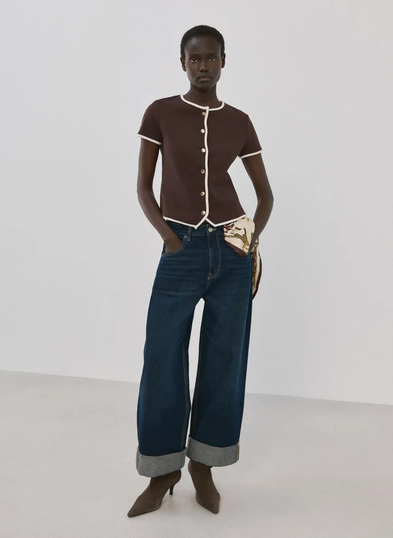 MANGO  Buttoned cotton T-shirt for Women | Best Price UAE