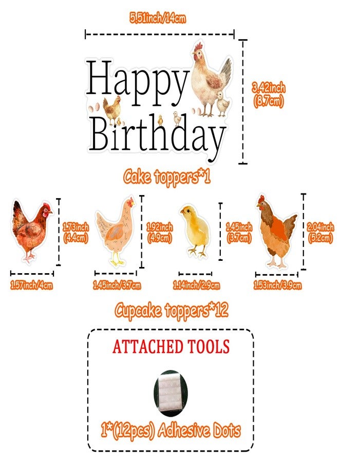 Merrystorm 13Pcs Chicken Cake Toppers Hen Themed Cake and Cupcake Toppers Farm Animal Barnyard Birthday Cake Decorations for Boys Girls Kids Cheer to Farm 1st 2nd 3rd Birthday Party Chick Birthday Party Supplies - Image 4