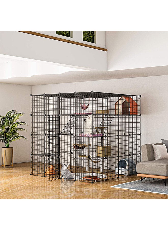 Indoor Cat Playpen Metal Wire Kennels Crate Outdoor Enclosures for Kitten Ferret Bunny and Chinchilla Ideal for 1-4 Cats, 55L x 55W x 55H Inchs - Image 2