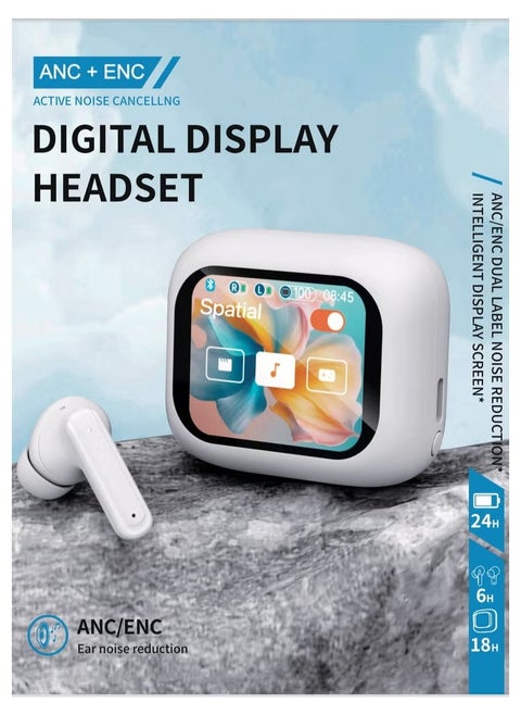 A70 TWS Wireless Earbuds, Earphones with Mic, Touch LCD Power Display, Active Noise Cancellation, Waterproof for Sports and Gaming Headset, Compatible for Android and iOS