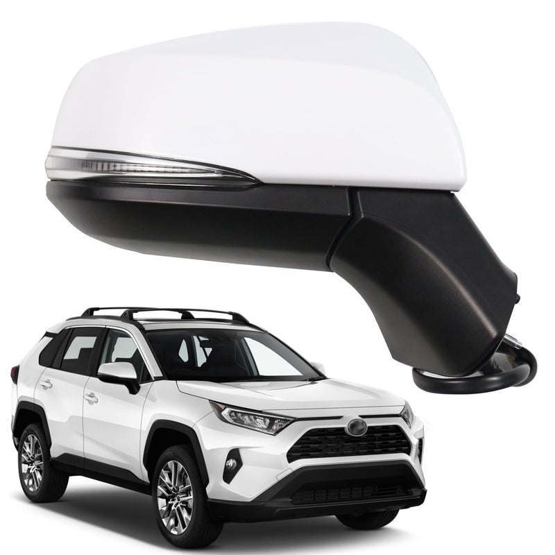 Liizoo Side Mirror for RAV4 2022 2023 Car Door Mirror Fits for Toyota RAV4 2019 2020 2021 Right Passenger Side Power Heated Turning Signal BSM replace partslink TO1321384 TO1321388 WHITE RH