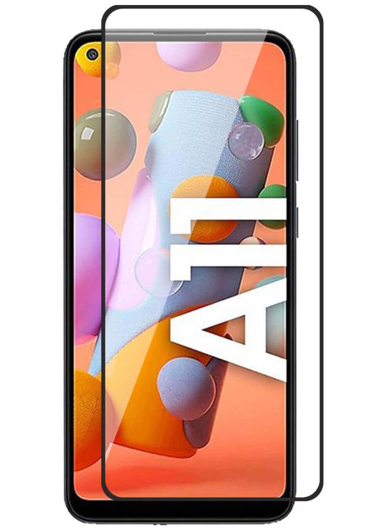 M7molge Full Coverage Glass Screen Protector for Samsung Galaxy A11 / M11 - Black Frame 