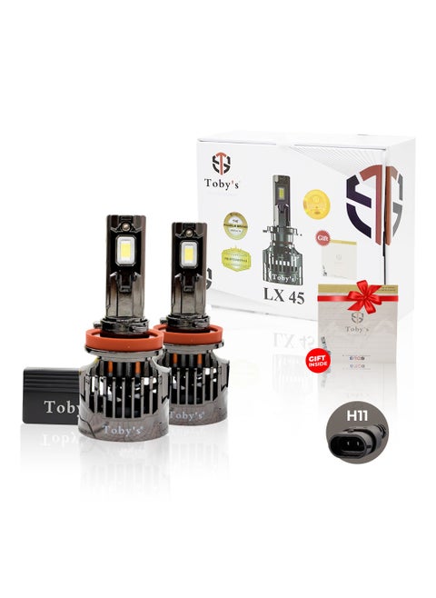 Toby's LX45-H11 has 90Watt/Pair Power Original Tested LED Headlight Assembly 9000 Lumens Pair Bright Color With Temperature (6500K)