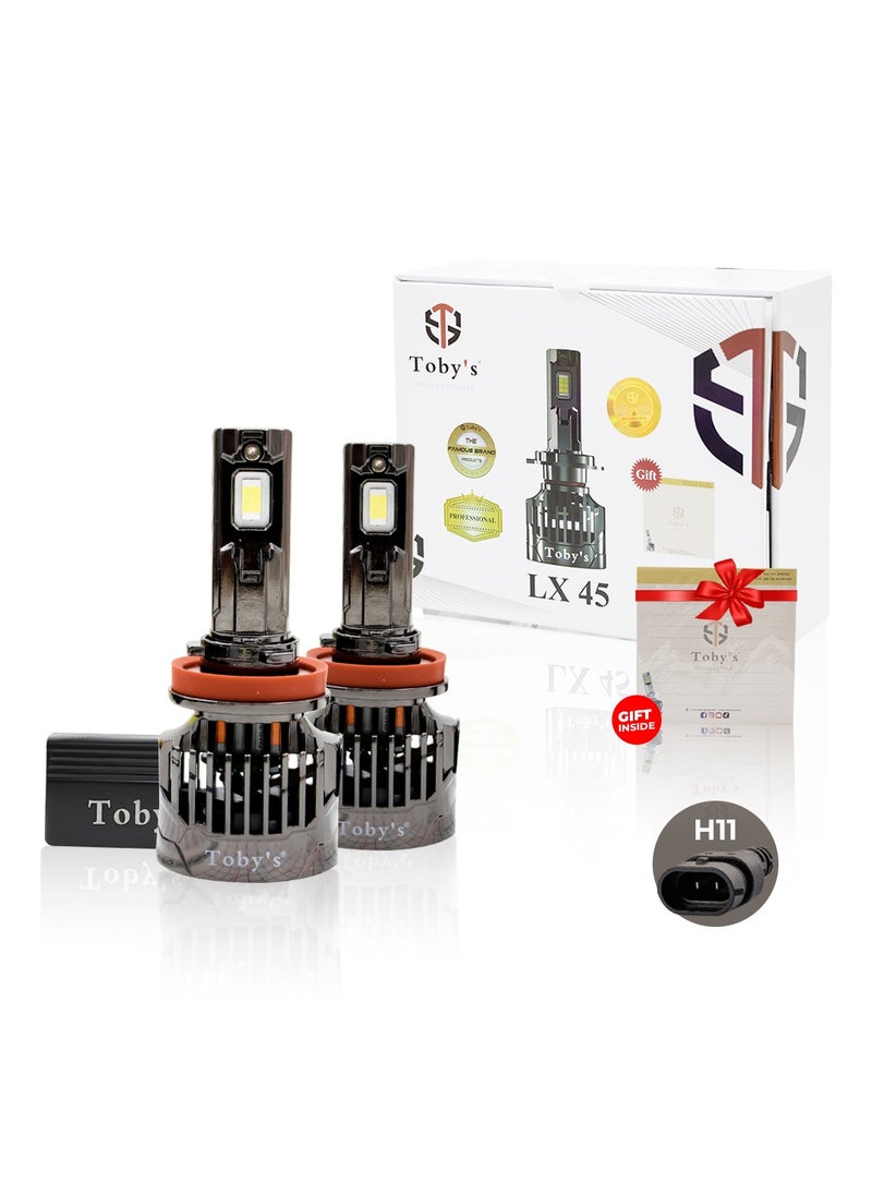 Toby's - Toby's LX45-H11 has 90Watt/Pair Power Original Tested LED Headlight Assembly 9000 Lumens Pair Bright Color With Temperature (6500K) - Image 1