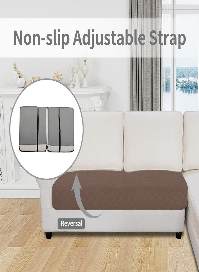 إيزي-جوينج غطاء أريكة زاوية على شكل حرف L قابل للعكس سهل الاستخدام، مقاس 30 × 50 بوصة، غطاء أريكة استرخاء مستطيل، غطاء وسادة أريكة ثنائية، واقي أثاث للحيوانات الأليفة (بني/بيج) - Image 3