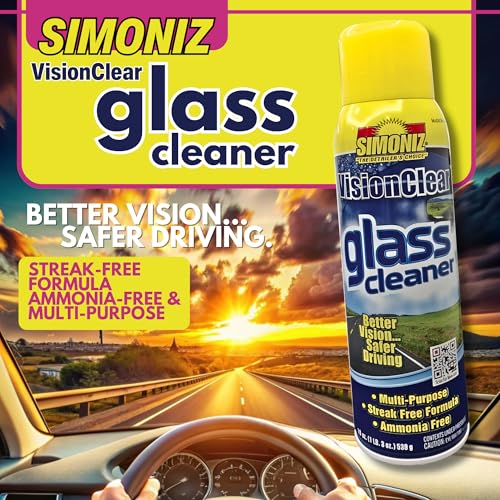 Simoniz Vision Clear Glass Cleaner Streak Free (2-pack) 19oz + LARGE Microfiber Polish Cloth COMBO - Image 2