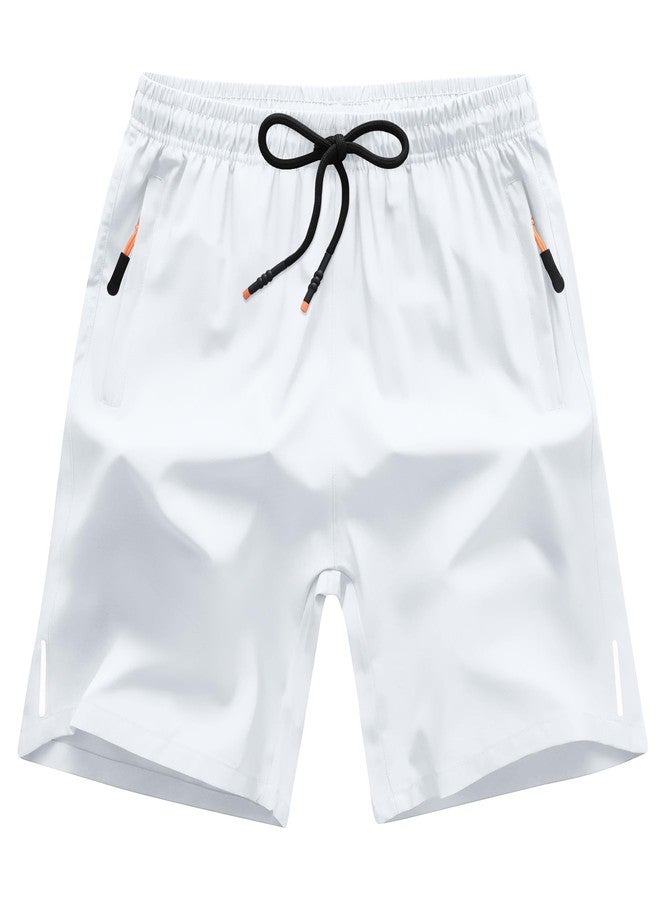 ANHDM Boys Shorts Quick Dry Athletic Running Shorts with Zipper Pockets, Z/Black&grey&white, 13-14 Years - Image 5