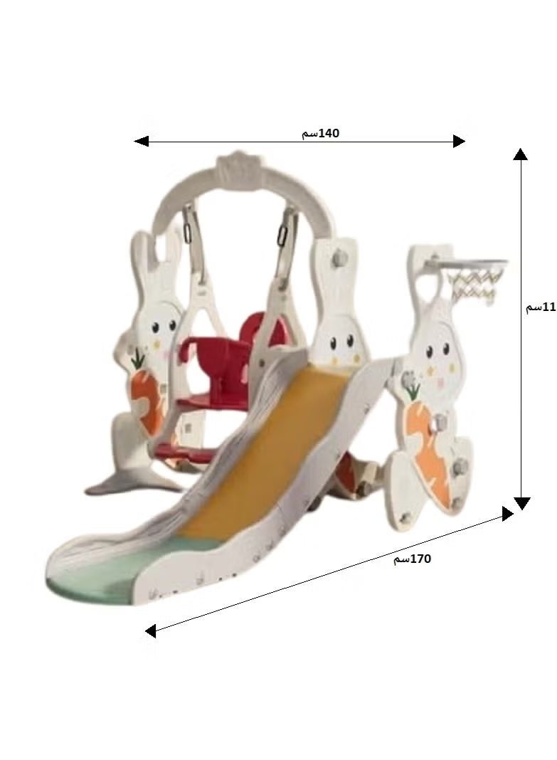 فول جوي مجموعة زحليقة وأرجوحة مع حلقة كرة سلة 3*1 للأطفال،مجموعة ملعب داخلي وخارجي للأطفال الصغار،مجموعة ألعاب تسلق للأطفال - Image 2