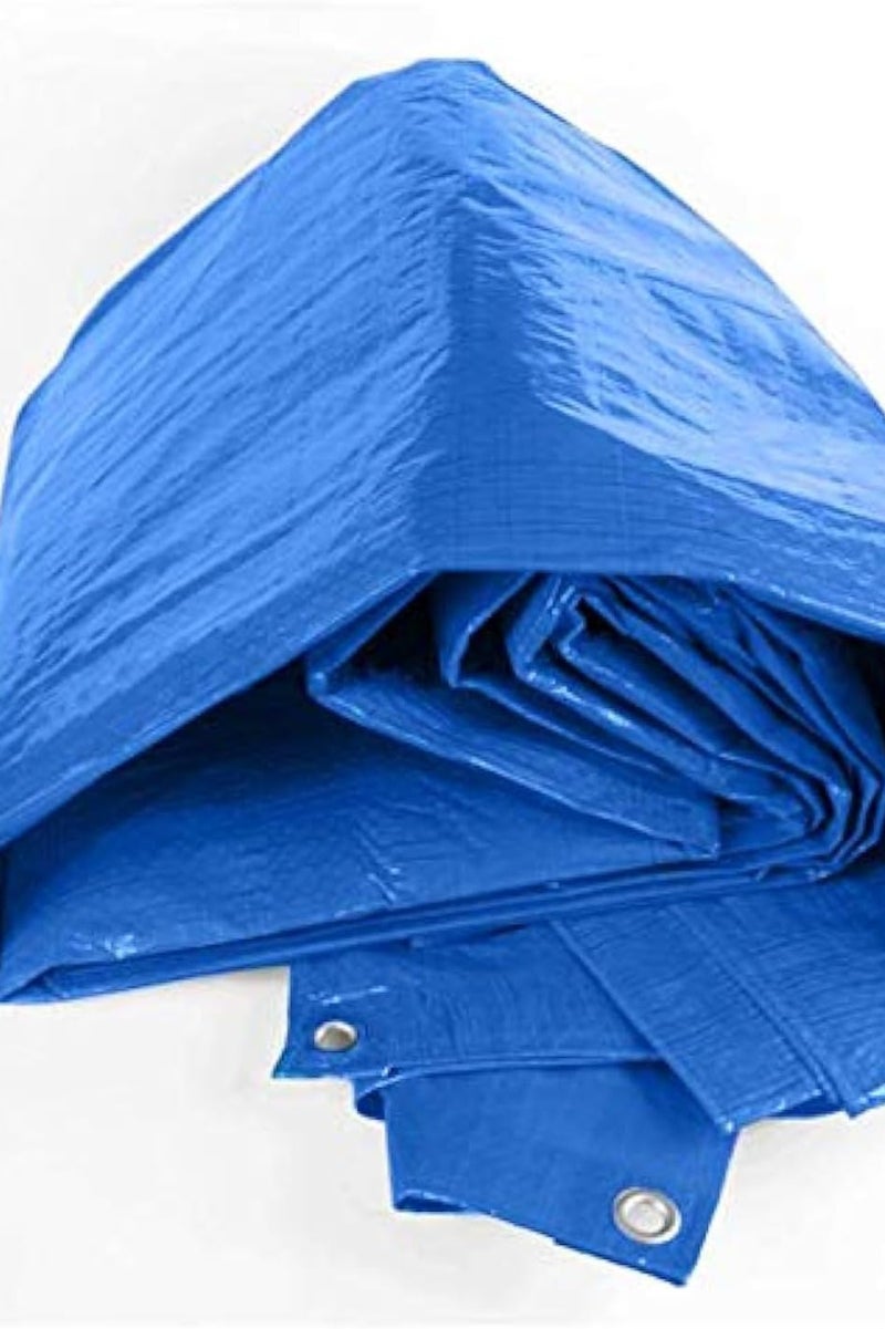 Blue tarpaulin with red lining, protective cover for balconies and gardens. - Image 2