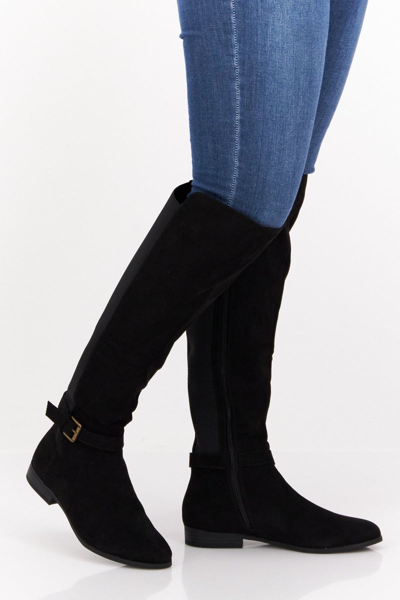 Style&Co Women Knee Calf Zipper Closure Ankle Boots, Black  - Image 1