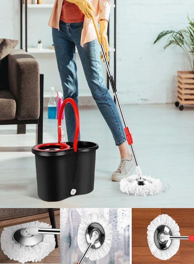 Roixeeds Spin Mop and Bucket with Wringer Set, 360° Spinning Mop Bucket System with 3 Microfiber Mop Replacement Heads Refills, 61" Stainless Steel Extended Handle for Floor Cleaning Home Office(20QT) - Image 5