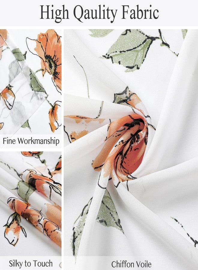 BROSHAN Sheer Orange Floral Curtains 2 Panels for Fall Living Room, Boho Elegant Flower Patterned Curtains 84 inch Length for Bedroom Dining Room Windows,Wrinkle-Free and Siky Smooth Curtain Sheers Fabric - Image 5