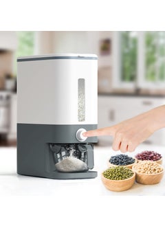 Kternay Kternay 25Lbs Rice Dispenser Large Sealed Grain Container Storage with Lid Measuring Cylinder Moisture Proof Household Cereal Dispenser Bucket for Kitchen Soybean Corn Grey  - Image 1