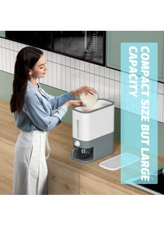 Kternay Kternay 25Lbs Rice Dispenser Large Sealed Grain Container Storage with Lid Measuring Cylinder Moisture Proof Household Cereal Dispenser Bucket for Kitchen Soybean Corn Grey  - Image 5