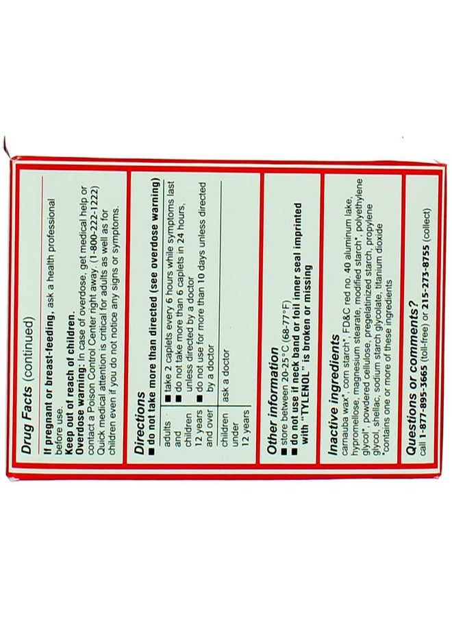 Tylenol Extra Strength Caplets with 500 mg Acetaminophen, Pain Reliever & Fever Reducer, 100 ct - Image 2