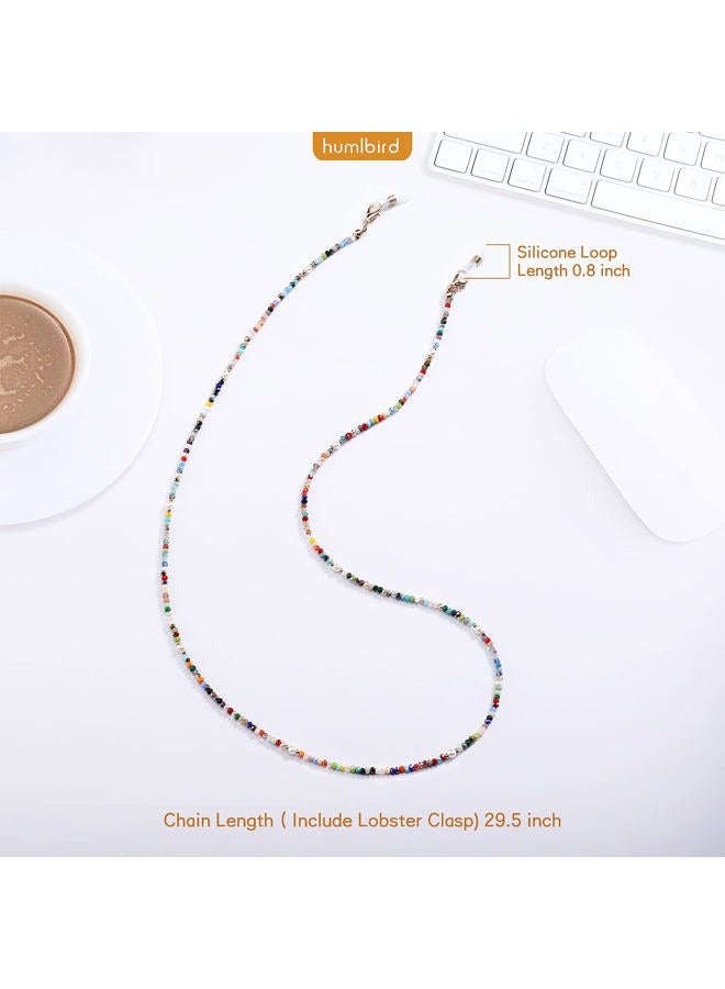 humlbird Mask Lanyard Eye Glasses String Holder Healing Crystal Beaded Eyeglass Necklace Chains with Pearl for Women, Multicoloured, S - Image 3