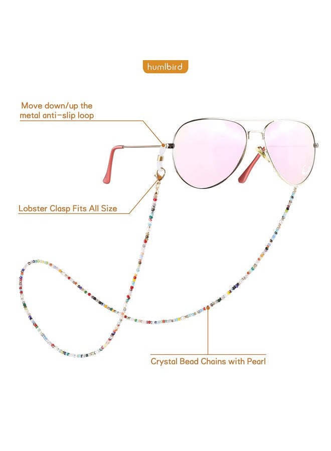 humlbird Mask Lanyard Eye Glasses String Holder Healing Crystal Beaded Eyeglass Necklace Chains with Pearl for Women, Multicoloured, S - Image 4