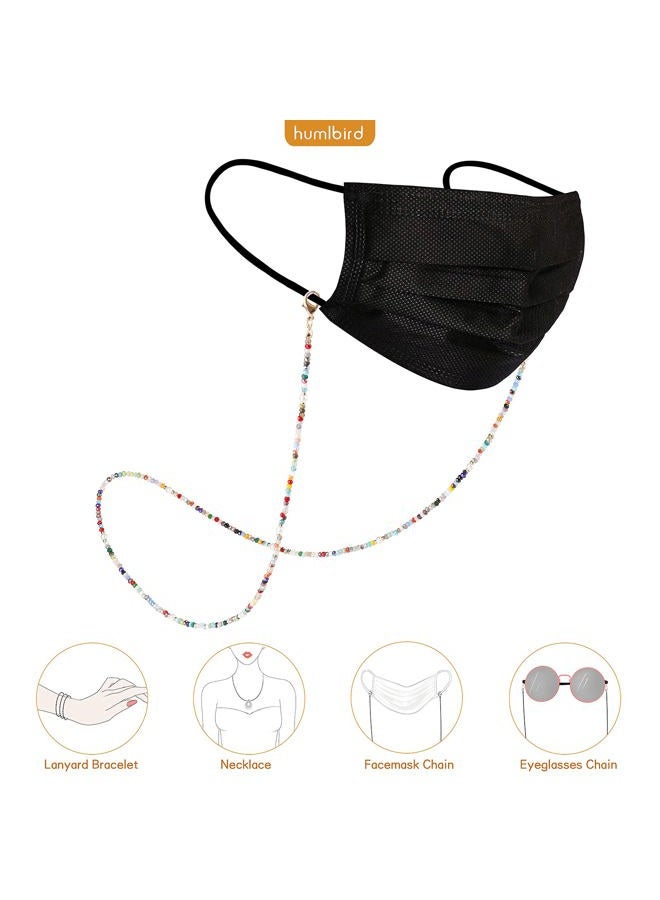 humlbird Mask Lanyard Eye Glasses String Holder Healing Crystal Beaded Eyeglass Necklace Chains with Pearl for Women, Multicoloured, S - Image 2
