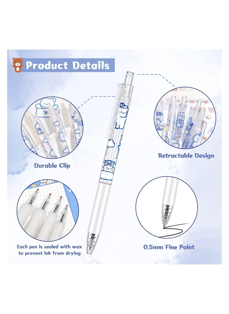 Excefore Gel Pens 6Pcs lovely Pens Black Ink Retractable 0.5mm Gel Pens Cartoon Gel Pen Pretty Nice Kawaii Office School Supplies Gifts for Kids Girls Boys Women Fun Pens for Journaling  - Image 3