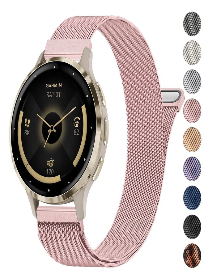 أساور معدنية مقاس 18 مم لساعات Garmin Venu 3S / Venu 2S / Vivoactive 4S / Vivomove 3S / Forerunner 265s، سوار معصم بديل من الفولاذ المقاوم للصدأ سريع الفك لساعات Garmin Forerunner، أونا - Image 1