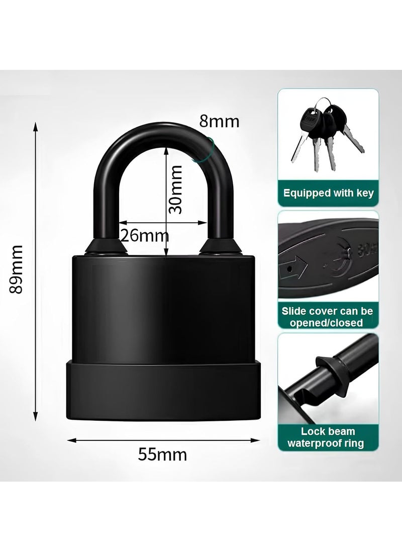 GION GION Heavy Duty Outdoor Waterproof Padlock Weatherproof RustProof Steel Lock with Keys High Security for Shed Garage Garden Gate Door Chain 1Pcs 55mm with 4 Keys  - Image 2