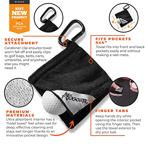 Frogger Amphibian Golf Ball Towel with Wet and Dry Technology Small Golf Ball Towels for Golf Bags with D Clip Golf Ball Accessories - Image 3