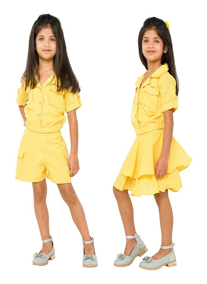 Versatile yellow three-piece set with skirt and shorts - pzsku/ZDE11E0A50A87E1344ABEZ/45/_/1733604478/7a6d5b44-7c7d-4fd6-b648-98bca0f37102