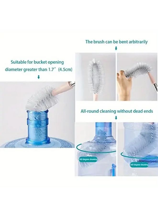 Pink Bendable Long Bottle Cleaning Brush With Replaceable Head - Image 2