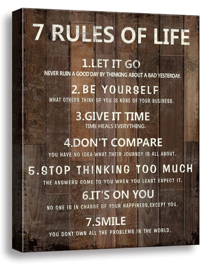 Ploceiny 7 Rules of Life Wall Art Motivational Inspirational Poster Printed on Canvas Wall Decor - Image 1