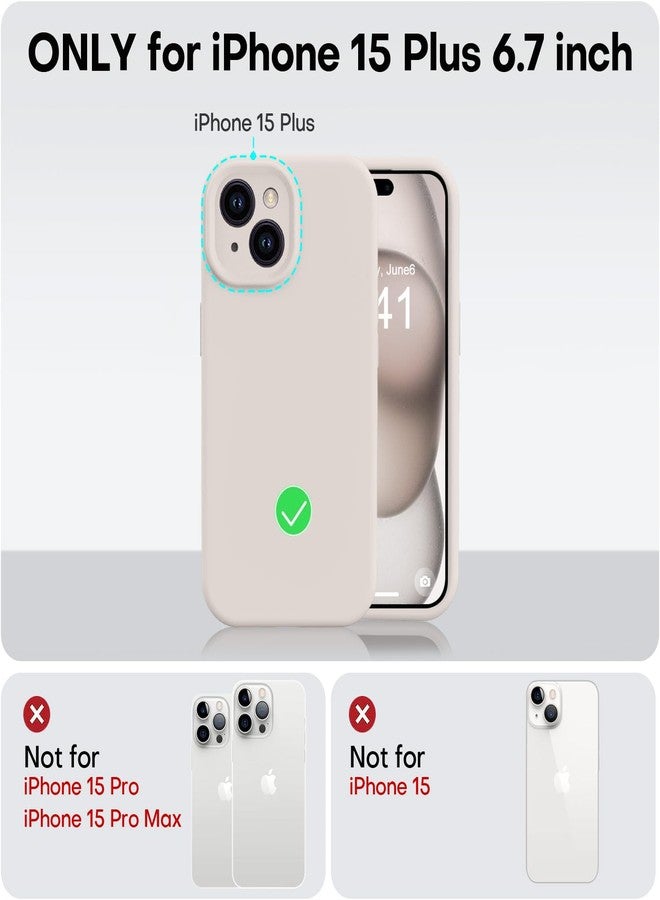 Vooii Compatible with iPhone 15 Plus Case, Upgrade Liquid Silicone [Enhanced Camera Protection] [Soft Anti-Scratch Microfiber Lining] Shockproof Phone Case for iPhone 15 Plus 6.7 inch - Stone - Image 5