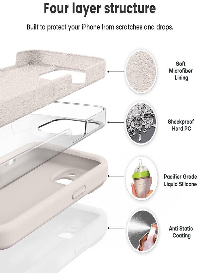 Vooii Compatible with iPhone 15 Plus Case, Upgrade Liquid Silicone [Enhanced Camera Protection] [Soft Anti-Scratch Microfiber Lining] Shockproof Phone Case for iPhone 15 Plus 6.7 inch - Stone - Image 2