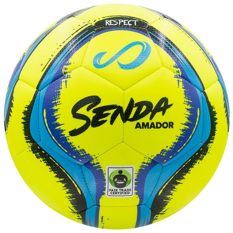 Senda Amador Training Soccer Ball, Fair Trade Certified, Yellow/Light Blue, Size 4 (Ages 8-12) - Image 4