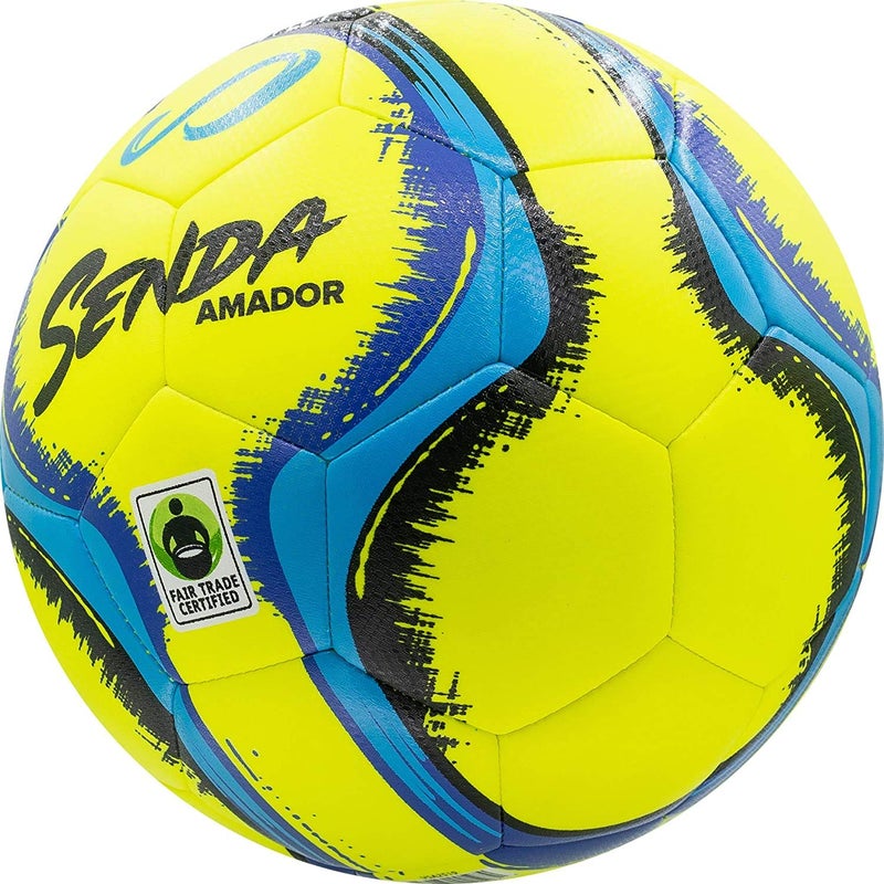 Senda Amador Training Soccer Ball, Fair Trade Certified, Yellow/Light Blue, Size 4 (Ages 8-12) - Image 3