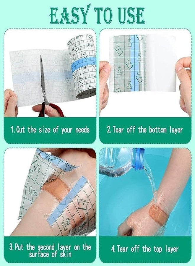 BKQPTL Transparent Stretch Adhesive Bandage Roll Freely Cut Waterproof Self Tape for Shower Tattoos,Swimming,Protective Dressing Wound Second Skin Healing - 5CM x 5M Roll TRANSPARENT (2) - Image 2
